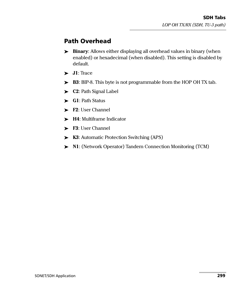 Path overhead | EXFO FTB-8100 Series Transport Blazer for FTB-200 User Manual | Page 311 / 518