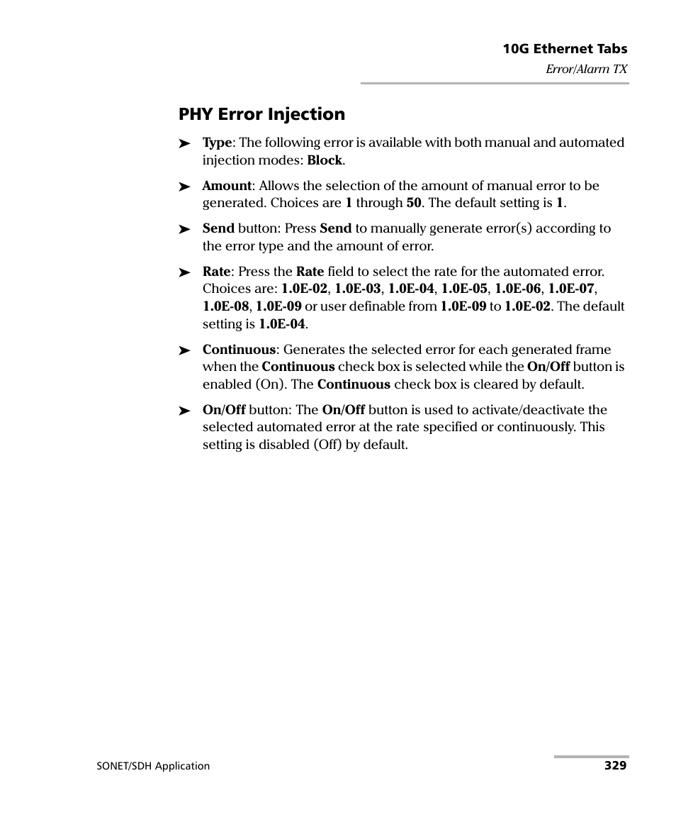 Phy error injection | EXFO FTB-8100 Series Transport Blazer for FTB-200 User Manual | Page 341 / 518