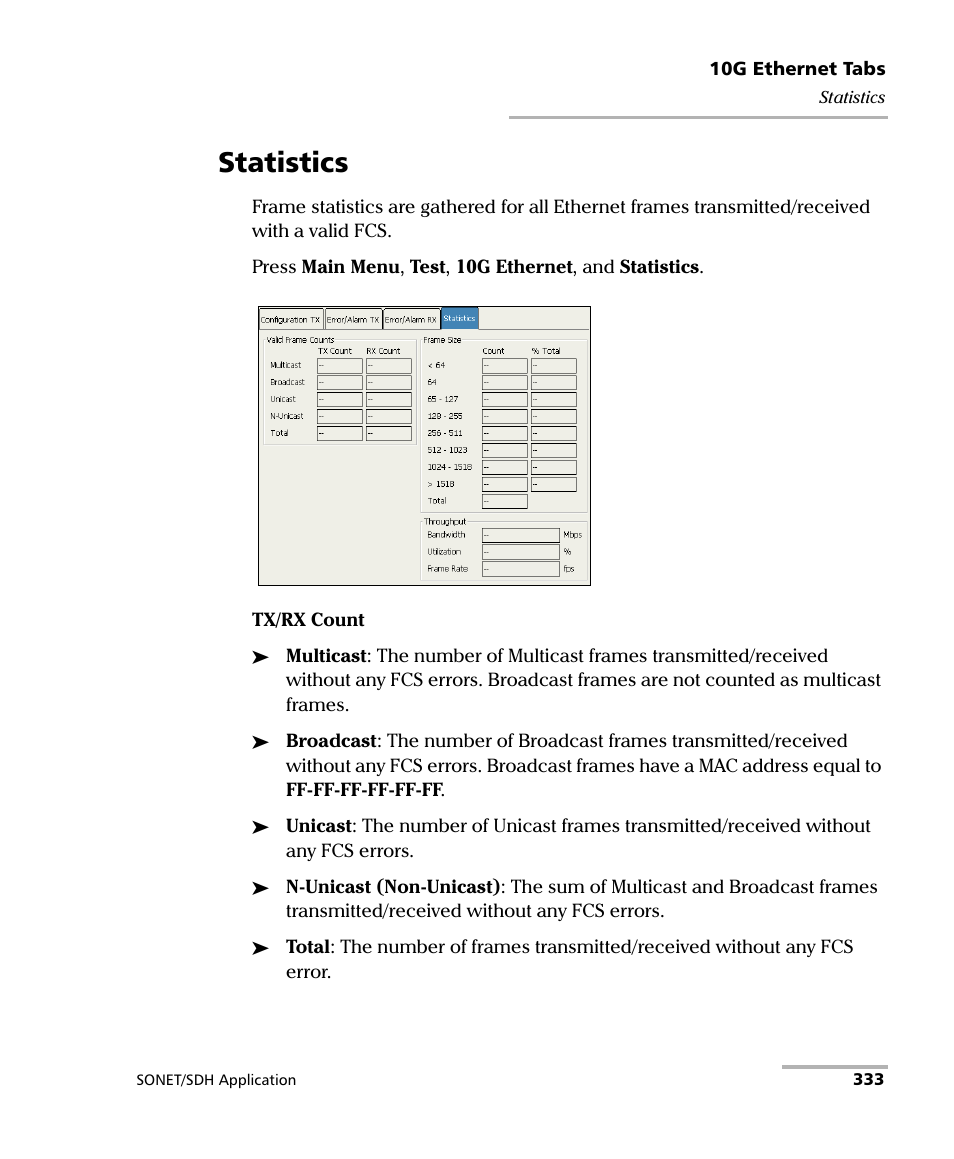 Statistics | EXFO FTB-8100 Series Transport Blazer for FTB-200 User Manual | Page 345 / 518
