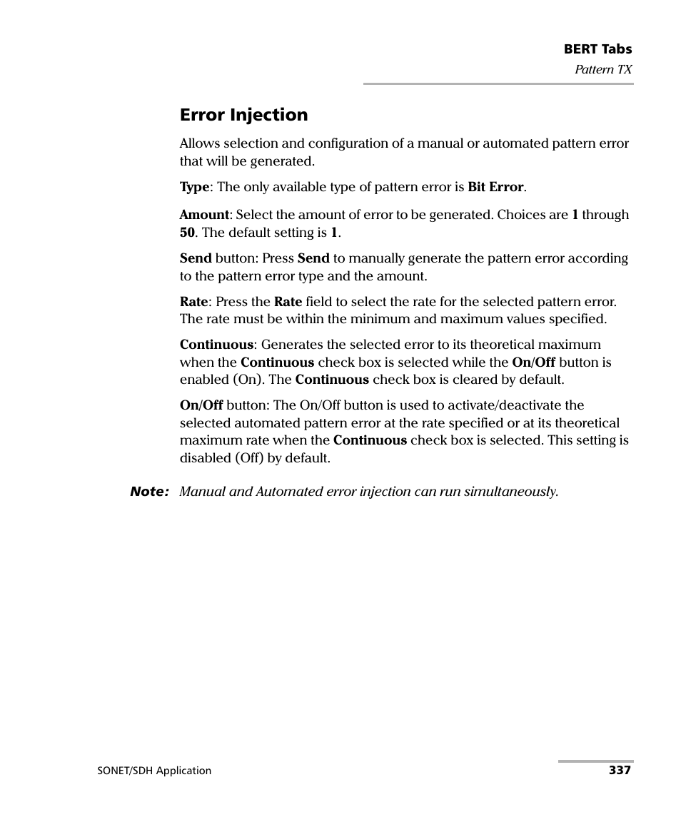 Error injection | EXFO FTB-8100 Series Transport Blazer for FTB-200 User Manual | Page 349 / 518