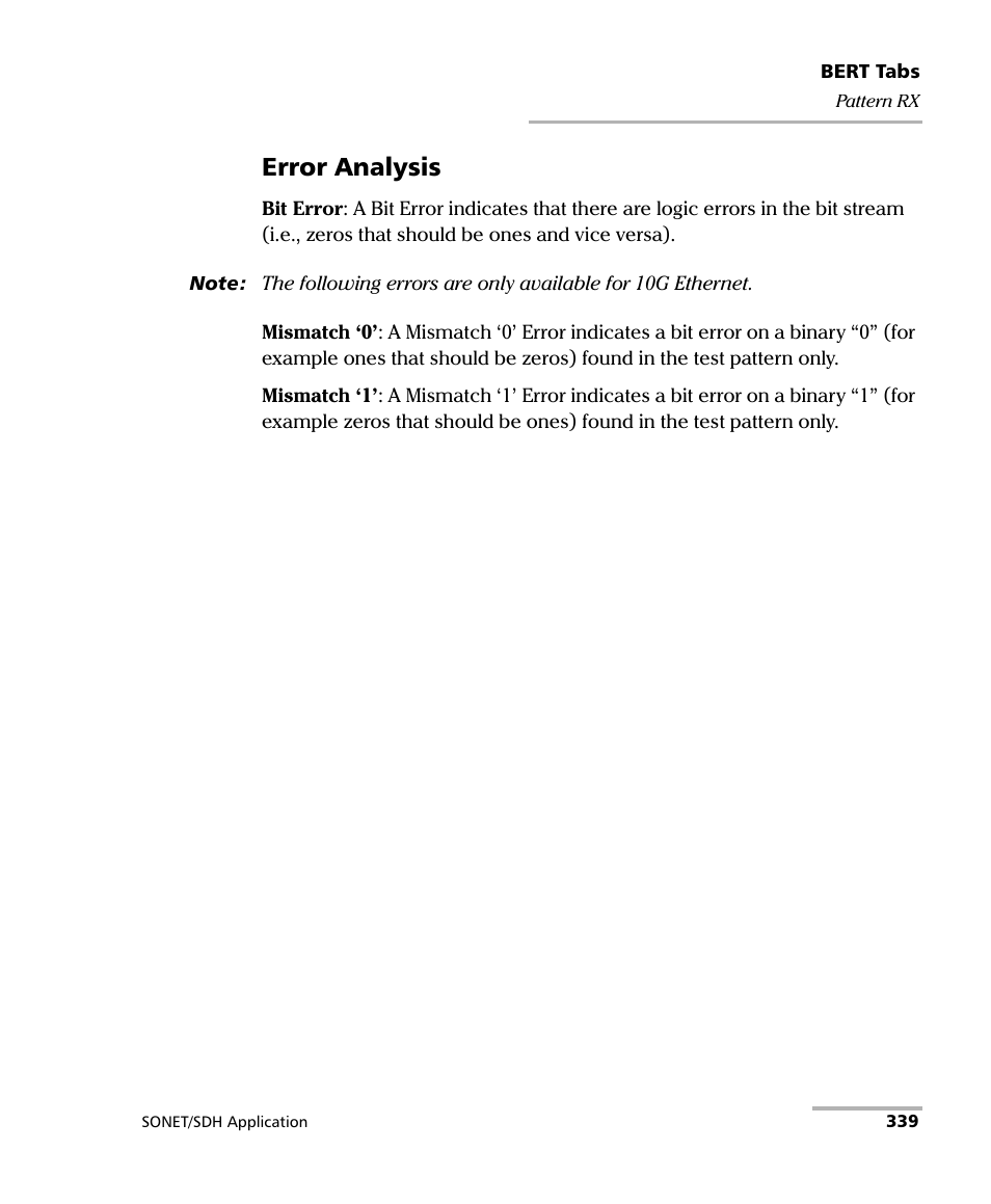 Error analysis | EXFO FTB-8100 Series Transport Blazer for FTB-200 User Manual | Page 351 / 518