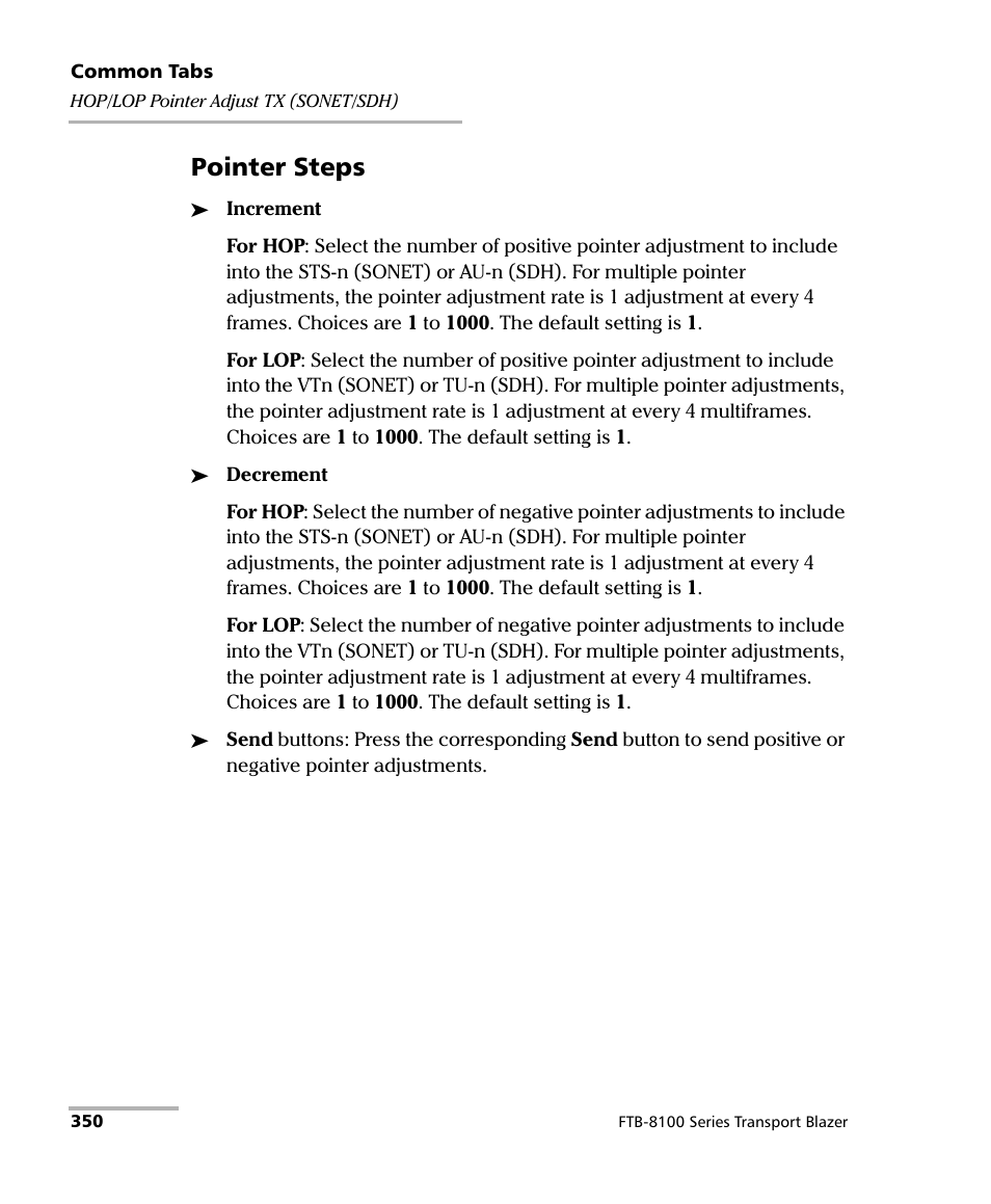 Pointer steps | EXFO FTB-8100 Series Transport Blazer for FTB-200 User Manual | Page 362 / 518