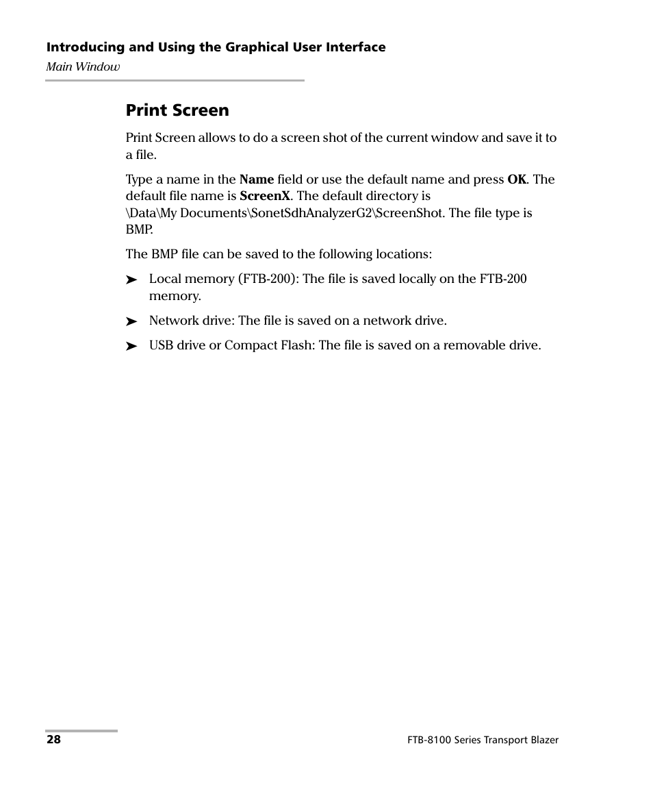 Print screen | EXFO FTB-8100 Series Transport Blazer for FTB-200 User Manual | Page 40 / 518