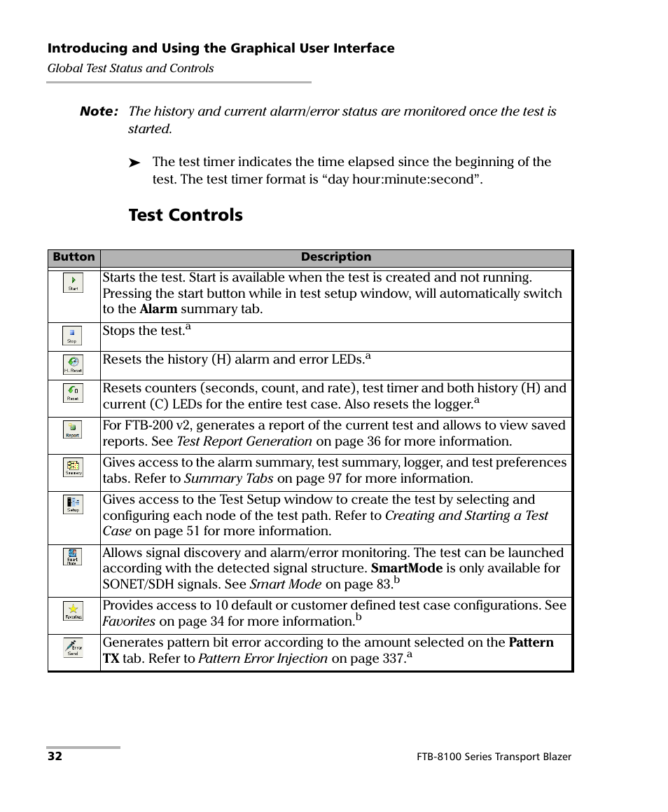 Test controls | EXFO FTB-8100 Series Transport Blazer for FTB-200 User Manual | Page 44 / 518