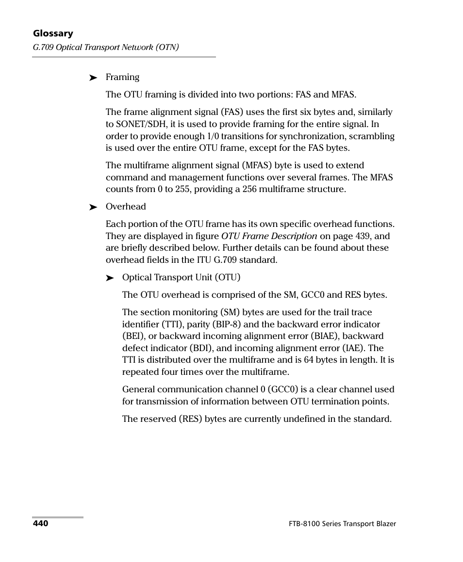 EXFO FTB-8100 Series Transport Blazer for FTB-200 User Manual | Page 452 / 518