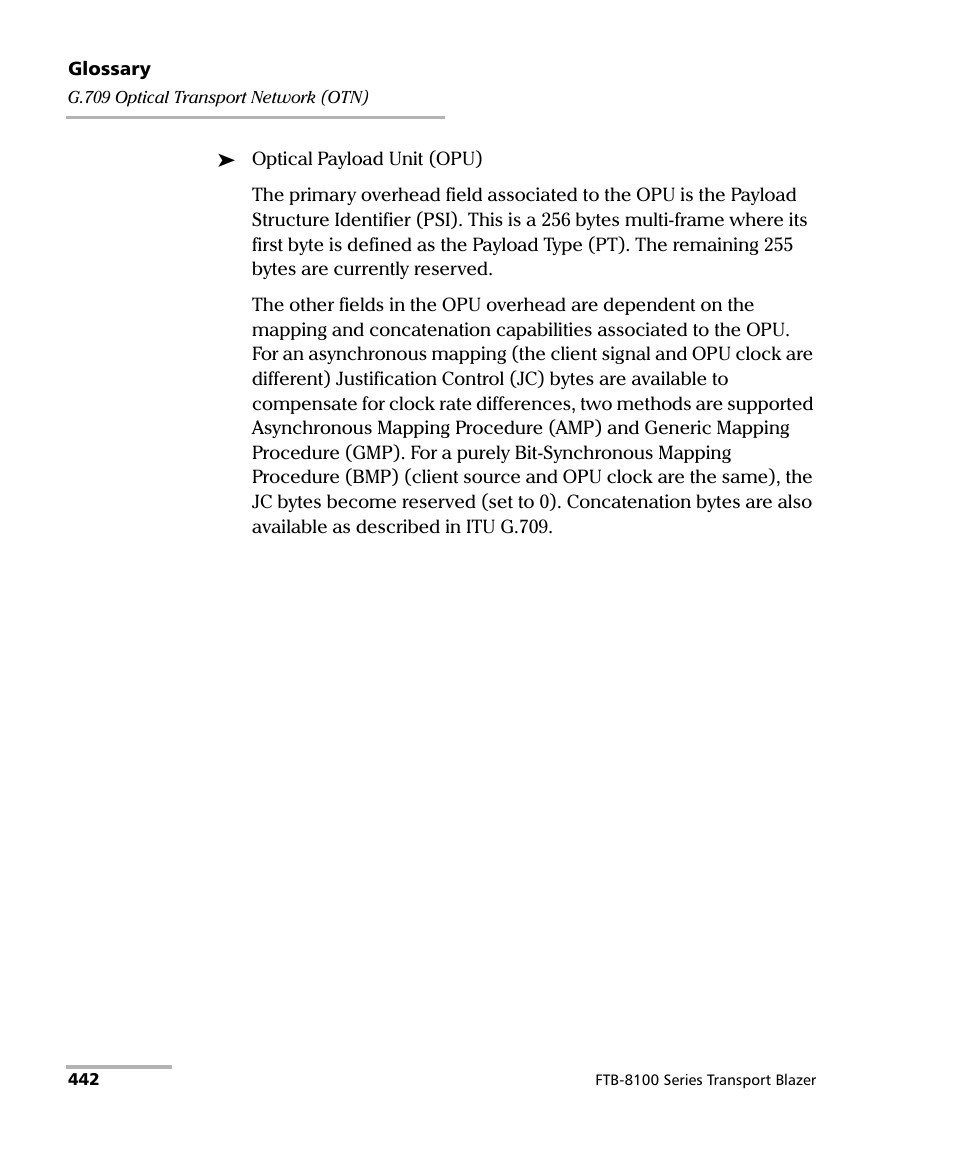 EXFO FTB-8100 Series Transport Blazer for FTB-200 User Manual | Page 454 / 518