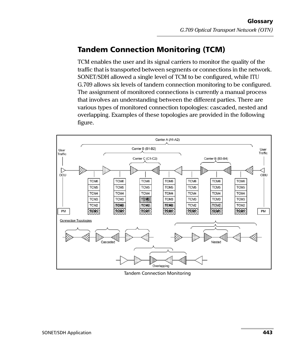 Tandem connection monitoring (tcm) | EXFO FTB-8100 Series Transport Blazer for FTB-200 User Manual | Page 455 / 518