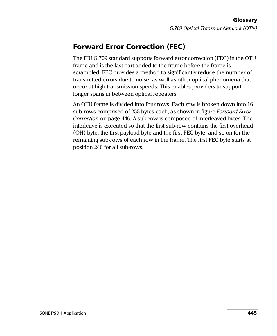 Forward error correction (fec) | EXFO FTB-8100 Series Transport Blazer for FTB-200 User Manual | Page 457 / 518