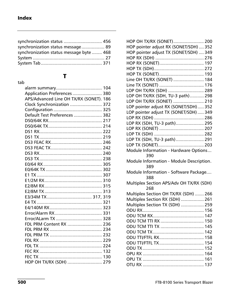EXFO FTB-8100 Series Transport Blazer for FTB-200 User Manual | Page 512 / 518