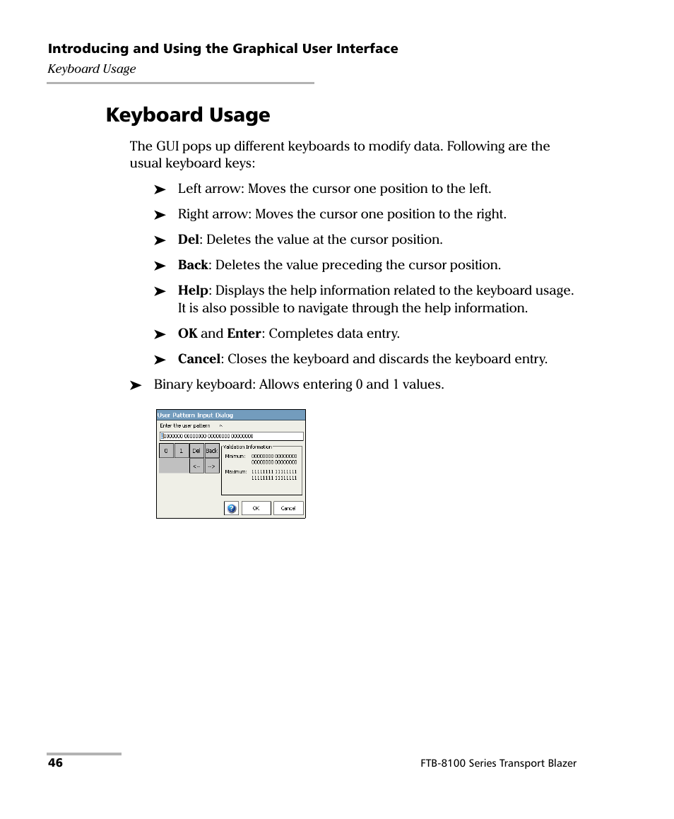 Keyboard usage | EXFO FTB-8100 Series Transport Blazer for FTB-200 User Manual | Page 58 / 518