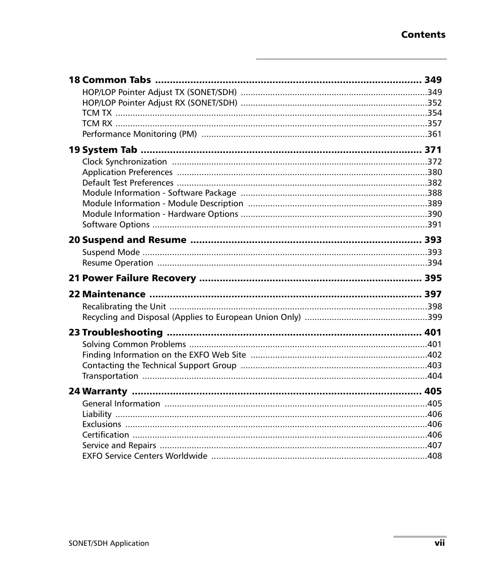 EXFO FTB-8100 Series Transport Blazer for FTB-200 User Manual | Page 7 / 518