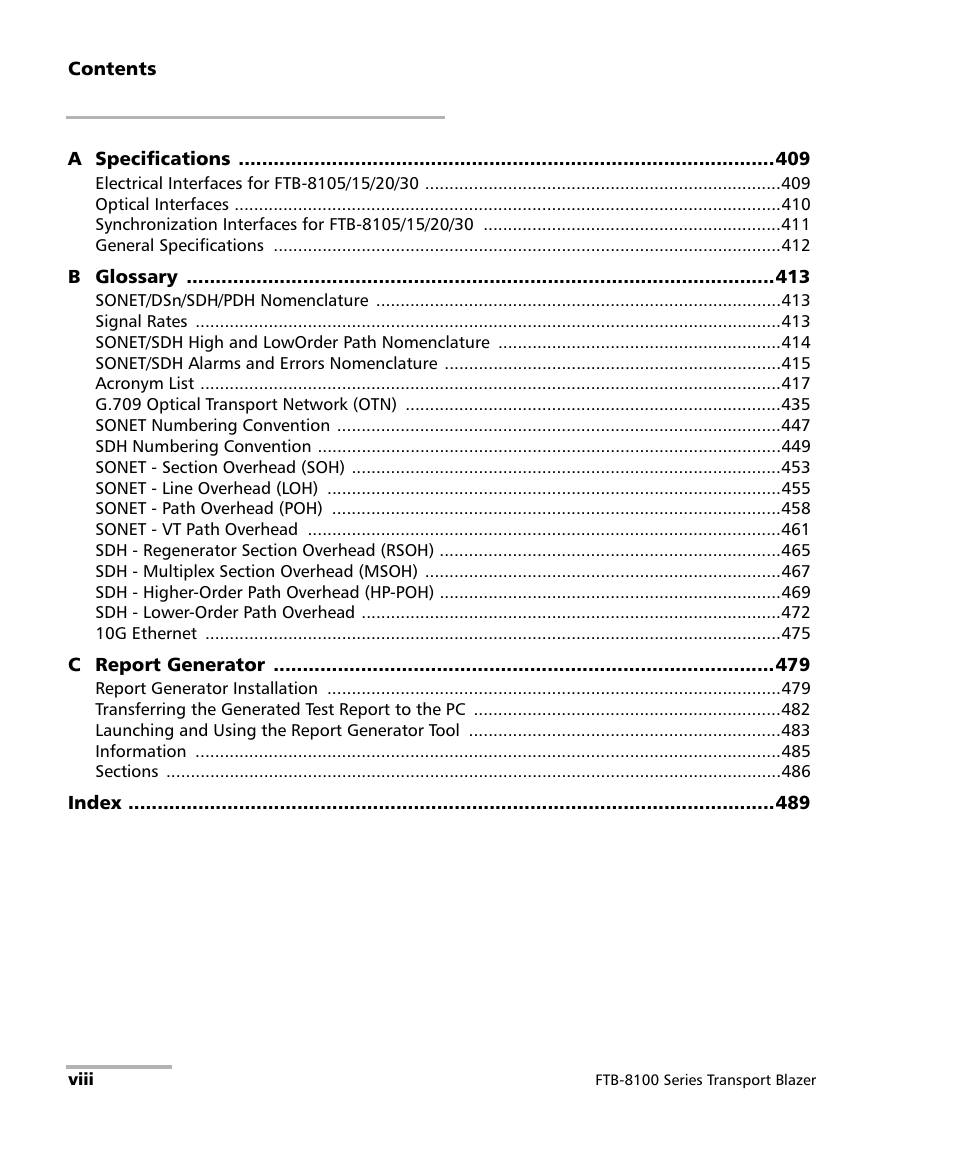 EXFO FTB-8100 Series Transport Blazer for FTB-200 User Manual | Page 8 / 518