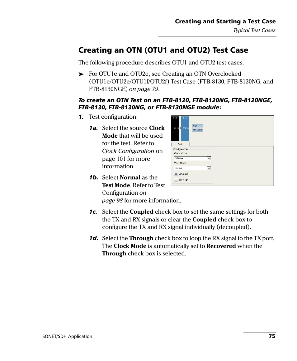 Creating an otn (otu1 and otu2) test case | EXFO FTB-8100 Series Transport Blazer for FTB-200 User Manual | Page 87 / 518