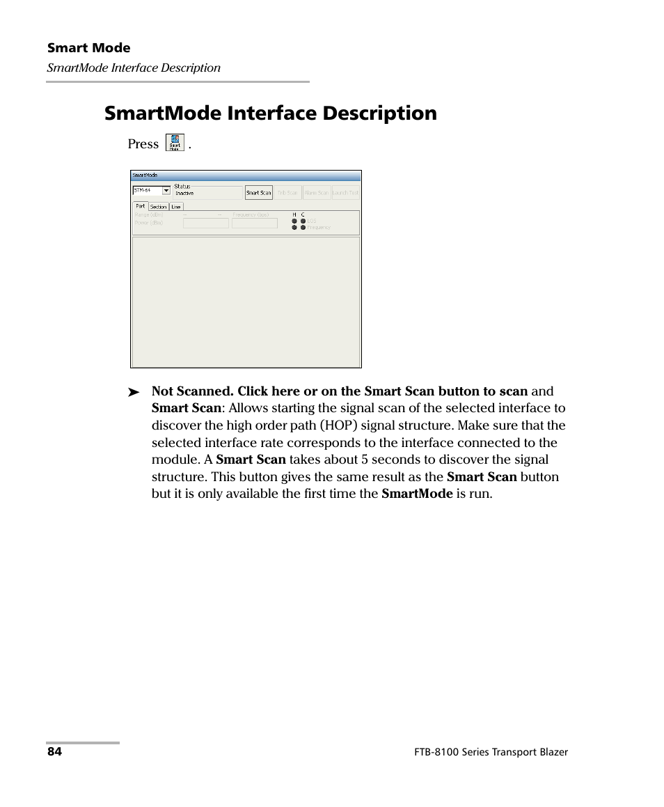 Smartmode interface description | EXFO FTB-8100 Series Transport Blazer for FTB-200 User Manual | Page 96 / 518