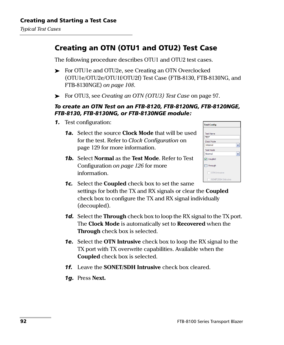 Creating an otn (otu1 and otu2) test case | EXFO FTB-8100 Series Transport Blazer for FTB-500 User Manual | Page 106 / 719