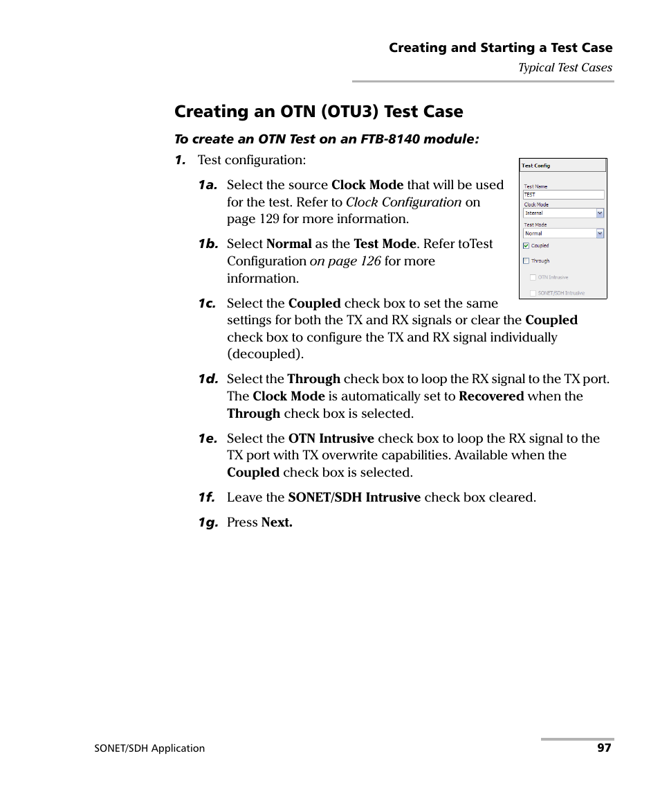 Creating an otn (otu3) test case | EXFO FTB-8100 Series Transport Blazer for FTB-500 User Manual | Page 111 / 719