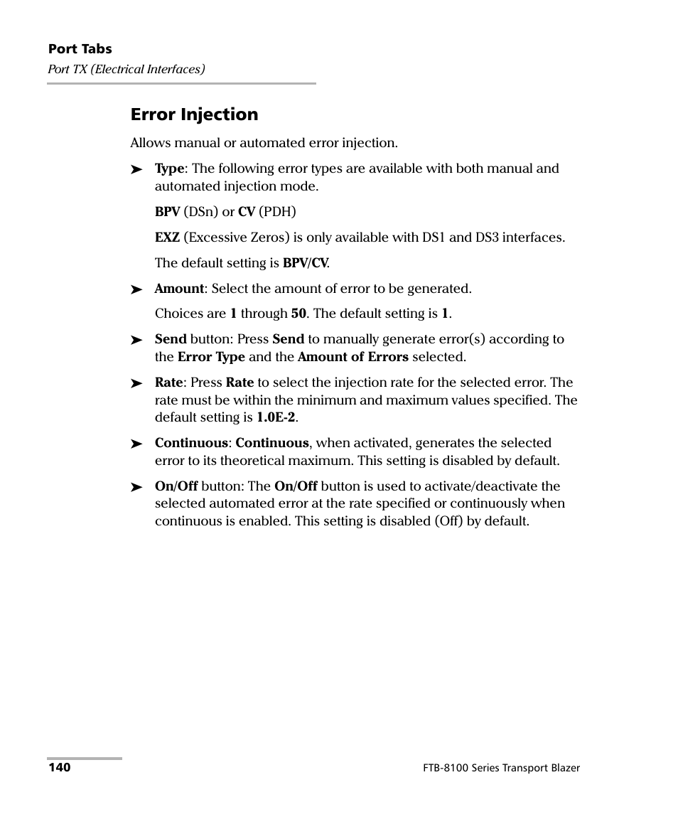 Error injection | EXFO FTB-8100 Series Transport Blazer for FTB-500 User Manual | Page 154 / 719