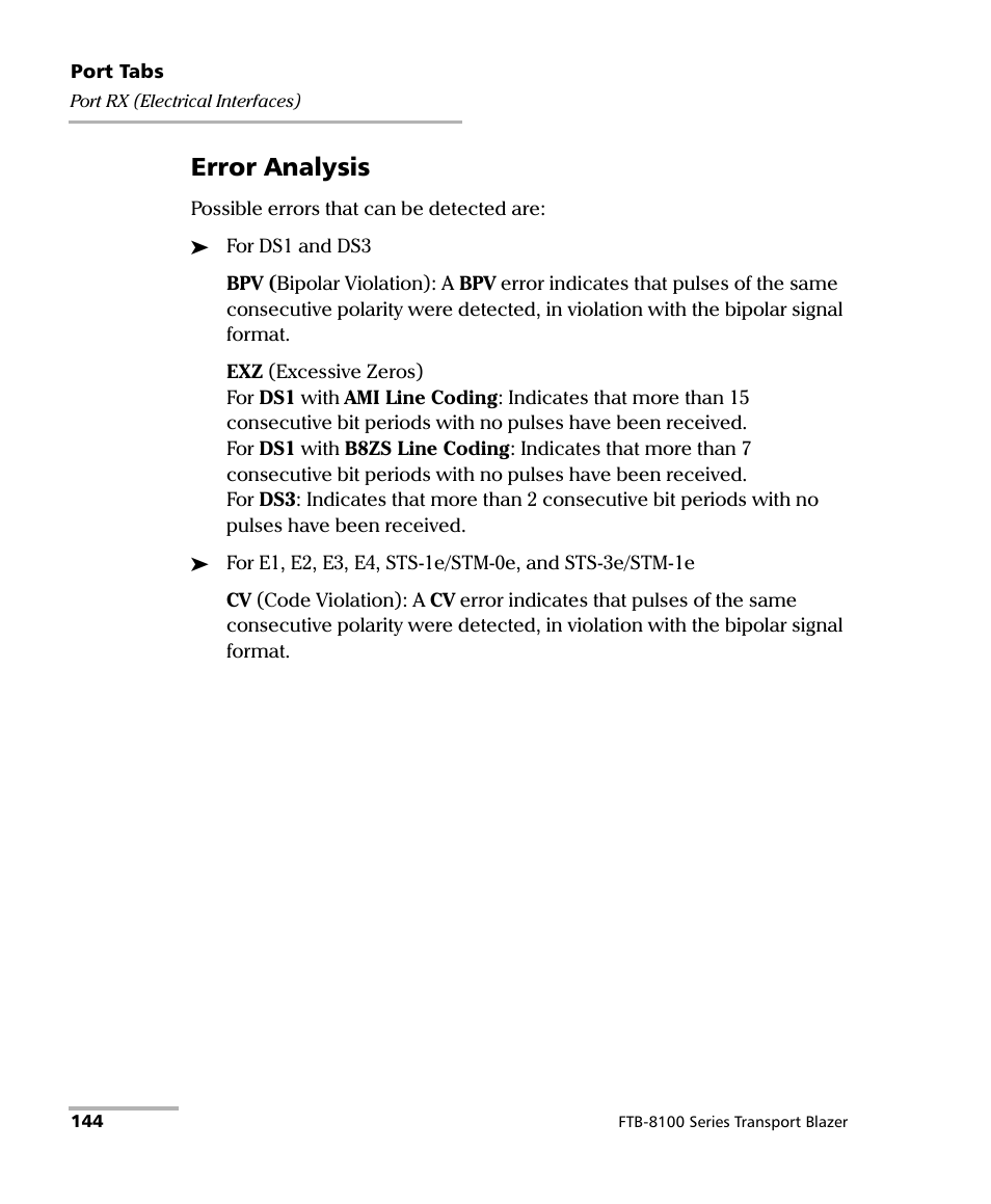 Error analysis | EXFO FTB-8100 Series Transport Blazer for FTB-500 User Manual | Page 158 / 719