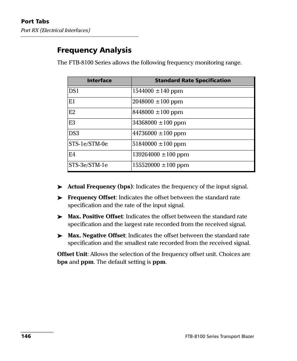 Frequency analysis | EXFO FTB-8100 Series Transport Blazer for FTB-500 User Manual | Page 160 / 719