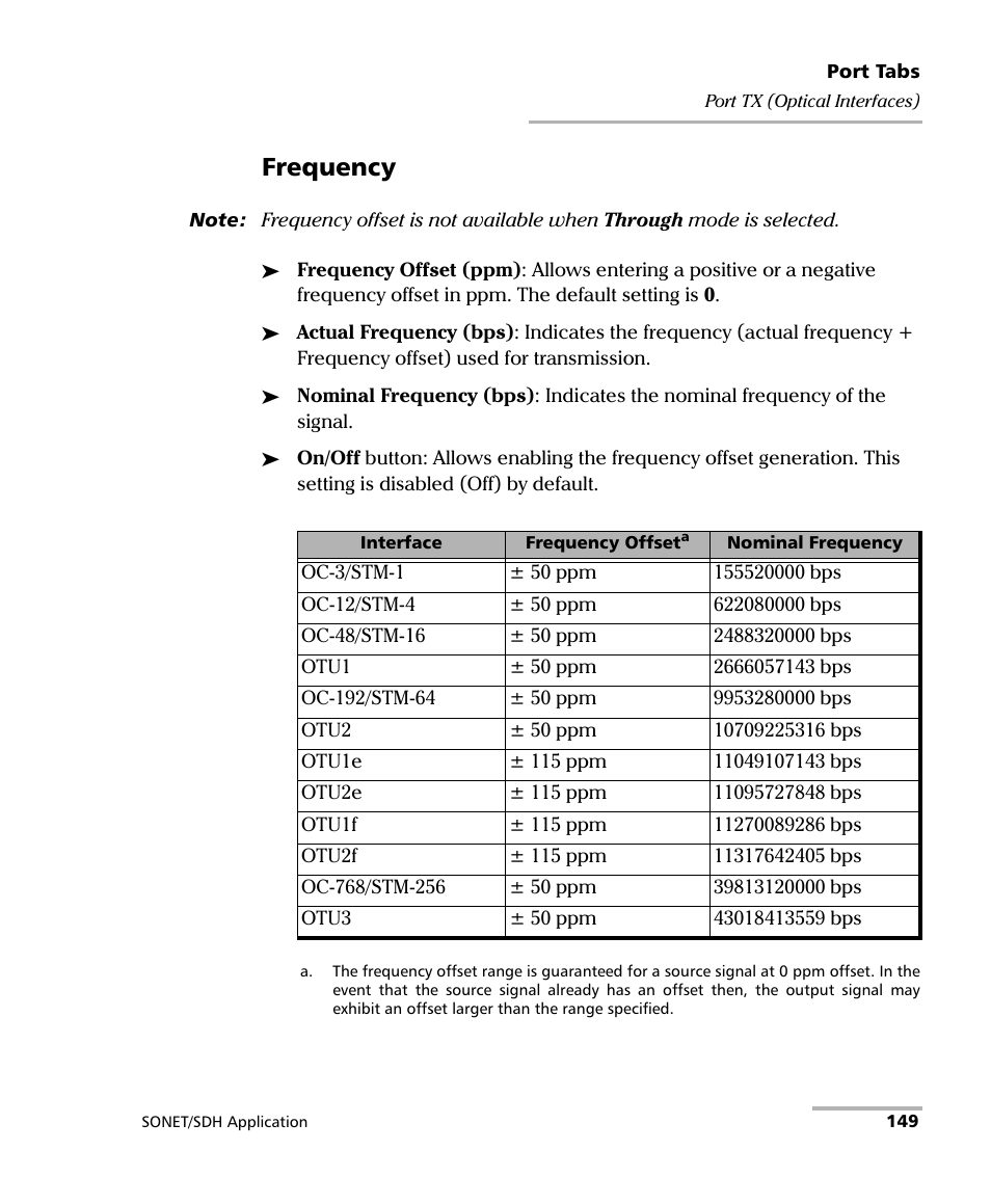 Frequency | EXFO FTB-8100 Series Transport Blazer for FTB-500 User Manual | Page 163 / 719