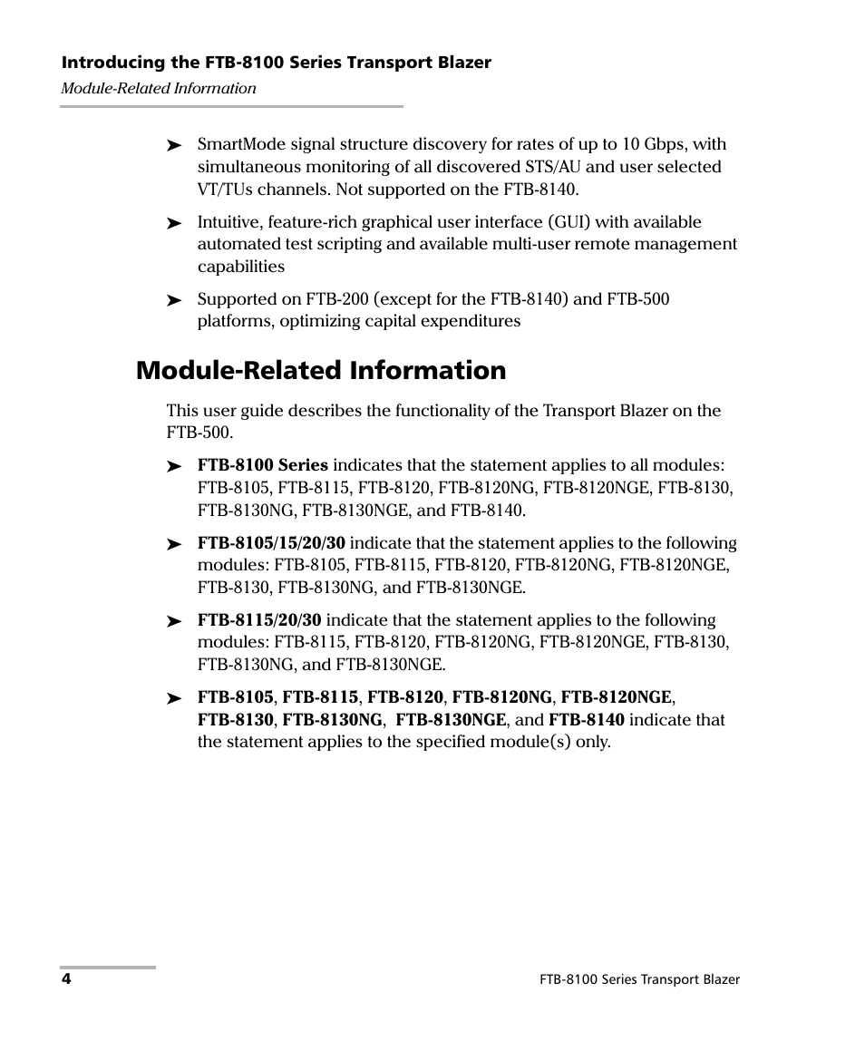 Module-related information | EXFO FTB-8100 Series Transport Blazer for FTB-500 User Manual | Page 18 / 719
