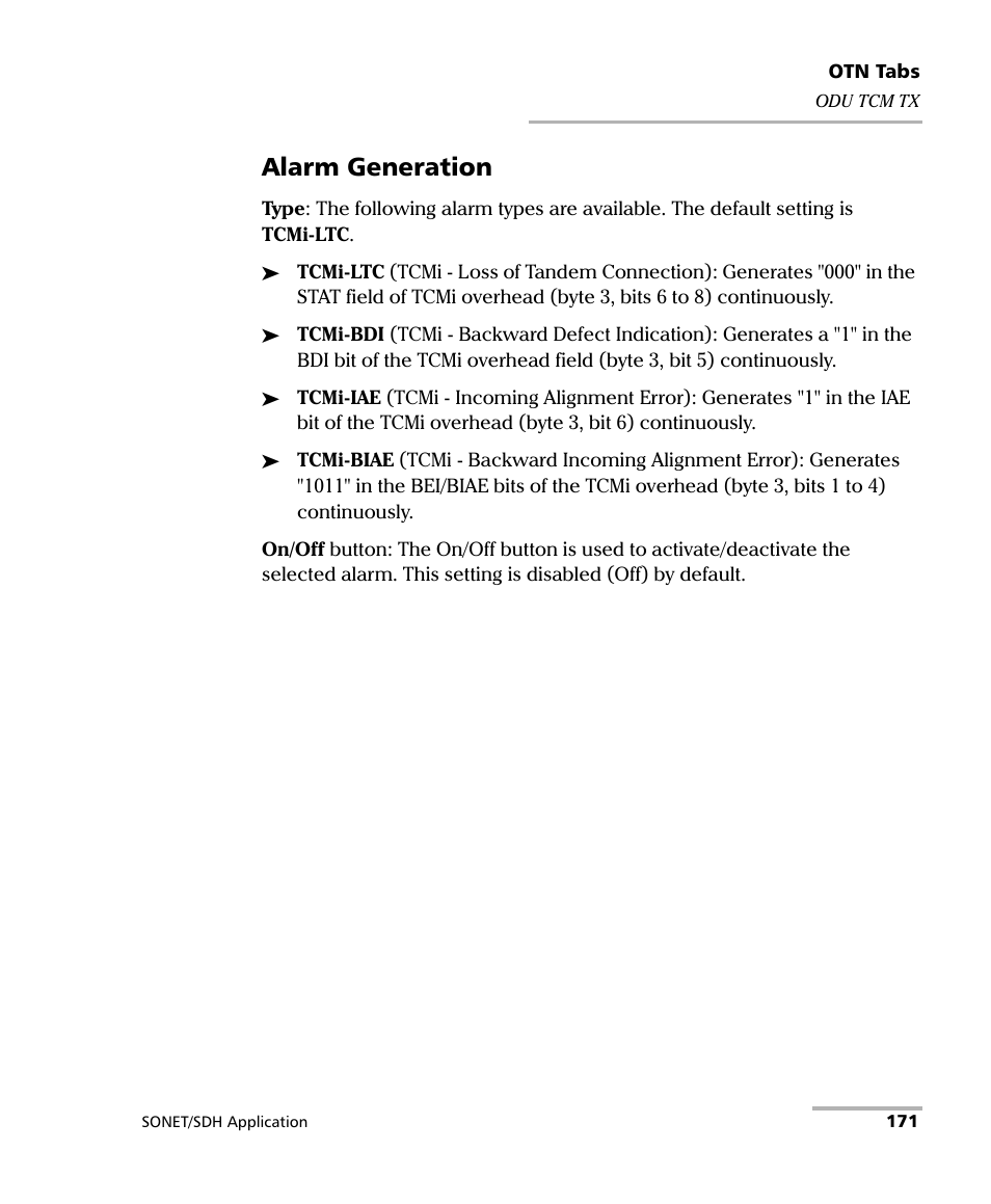 Alarm generation | EXFO FTB-8100 Series Transport Blazer for FTB-500 User Manual | Page 185 / 719