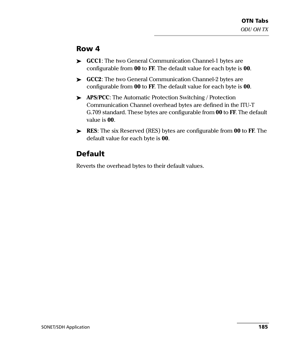 Row 4, Default | EXFO FTB-8100 Series Transport Blazer for FTB-500 User Manual | Page 199 / 719