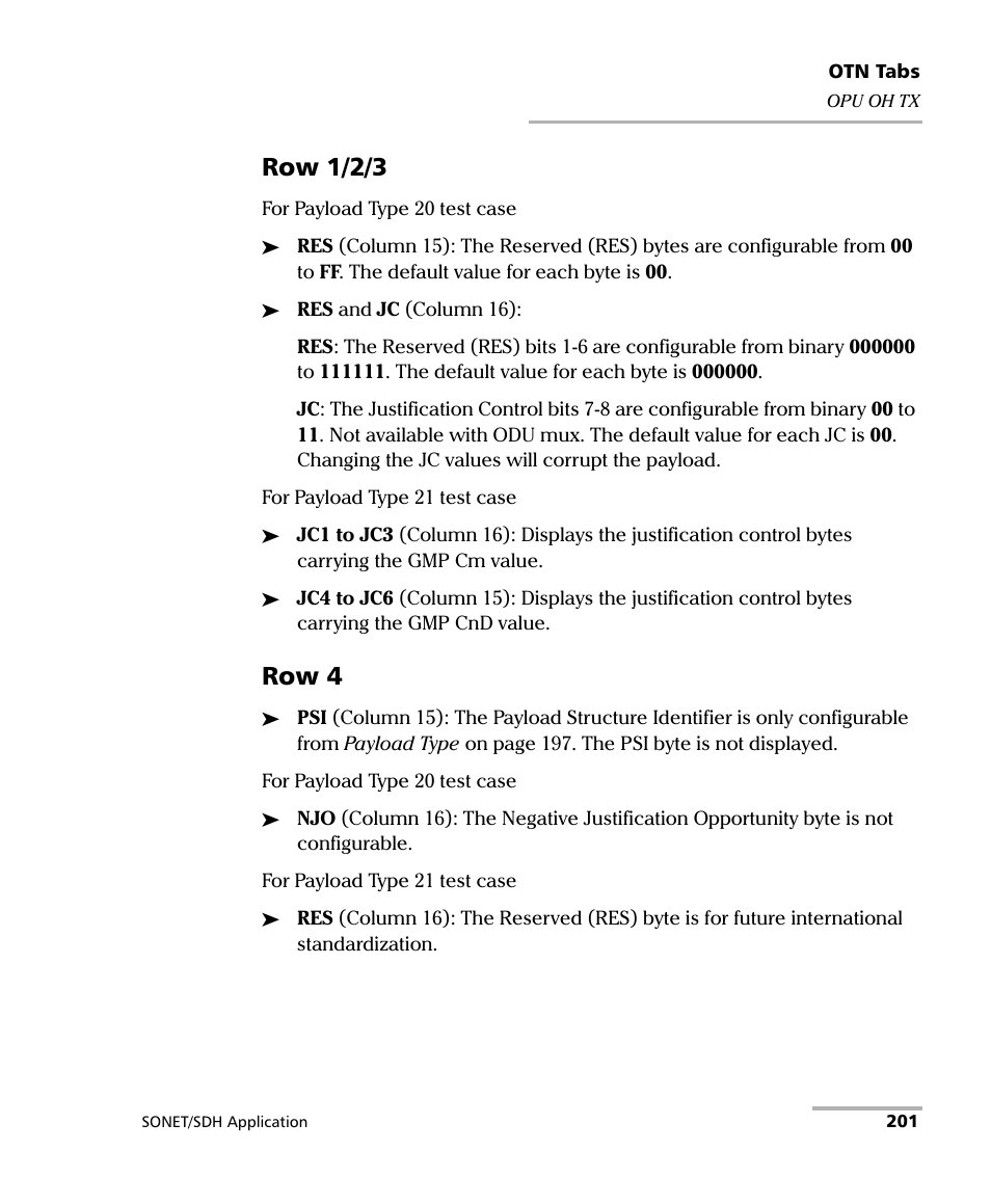 Row 1/2/3, Row 4 | EXFO FTB-8100 Series Transport Blazer for FTB-500 User Manual | Page 215 / 719