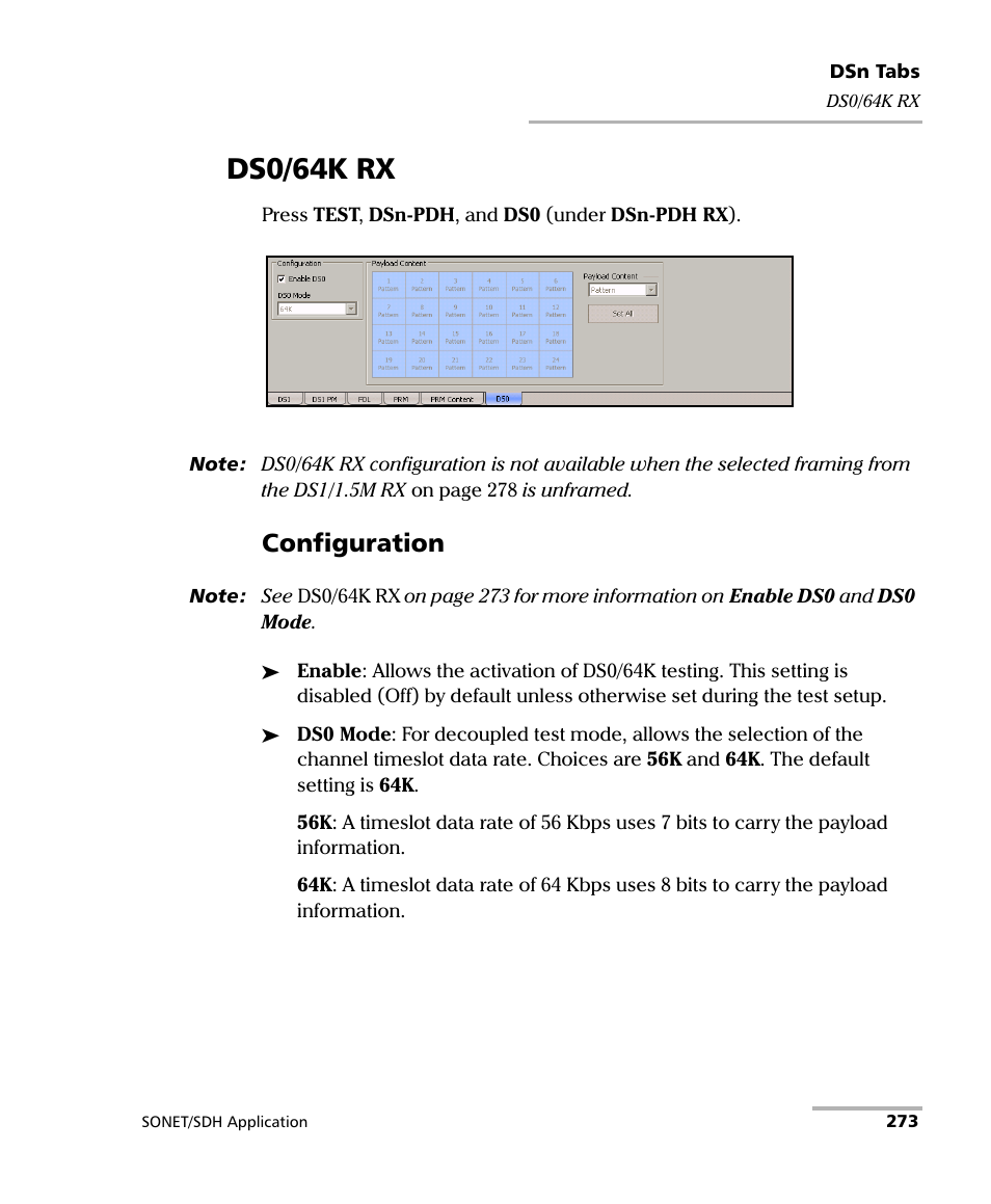 Ds0/64k rx, Configuration | EXFO FTB-8100 Series Transport Blazer for FTB-500 User Manual | Page 287 / 719