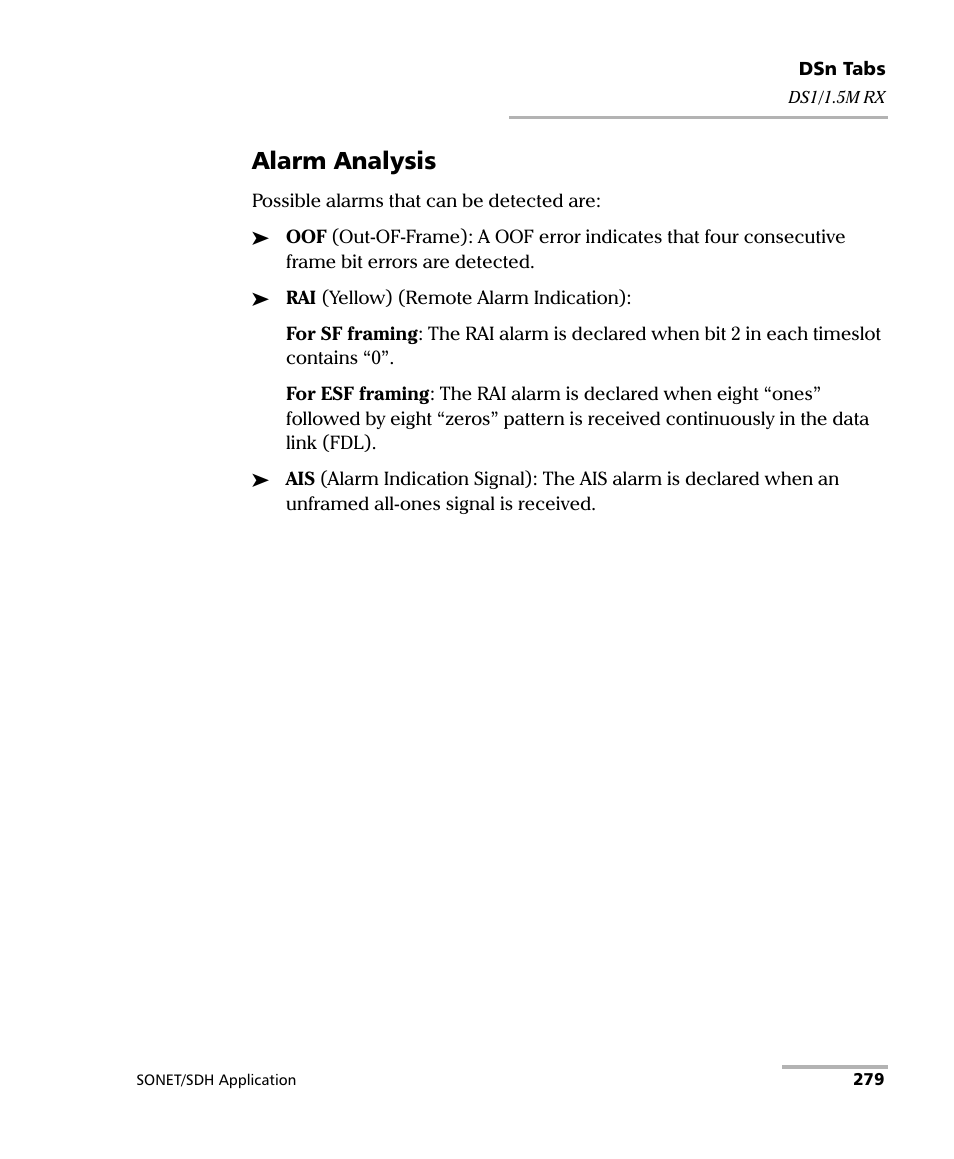 Alarm analysis | EXFO FTB-8100 Series Transport Blazer for FTB-500 User Manual | Page 293 / 719