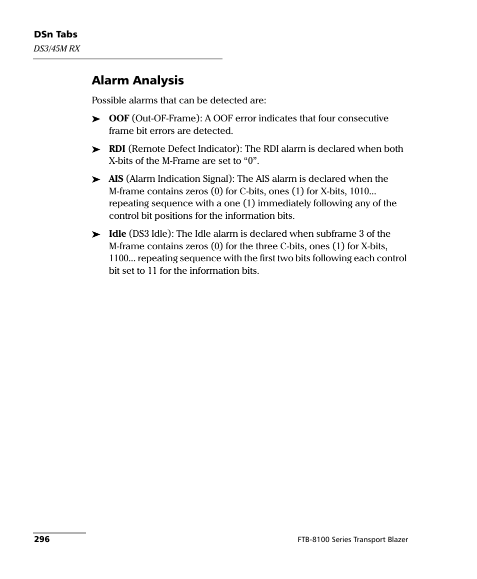 Alarm analysis | EXFO FTB-8100 Series Transport Blazer for FTB-500 User Manual | Page 310 / 719