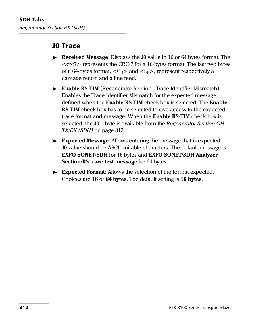 J0 trace | EXFO FTB-8100 Series Transport Blazer for FTB-500 User Manual | Page 326 / 719