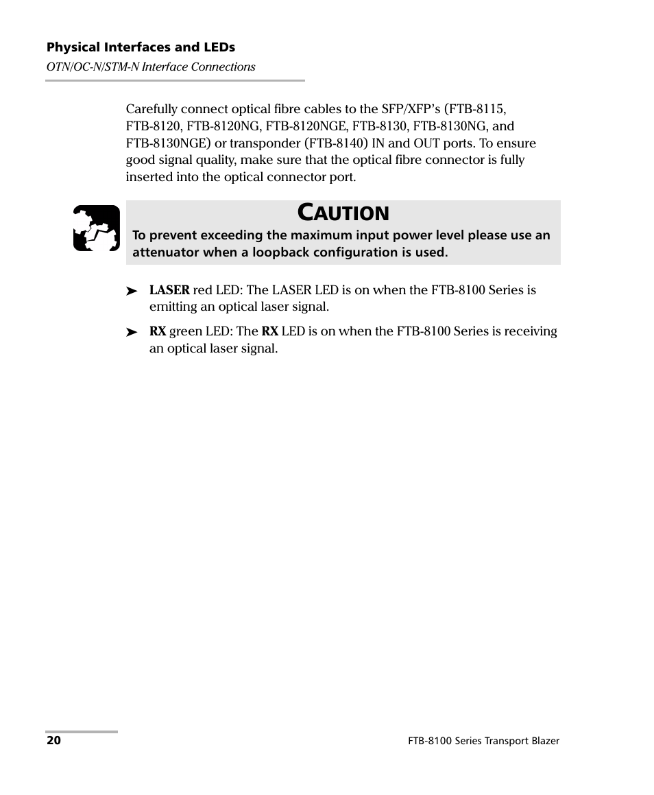Aution | EXFO FTB-8100 Series Transport Blazer for FTB-500 User Manual | Page 34 / 719