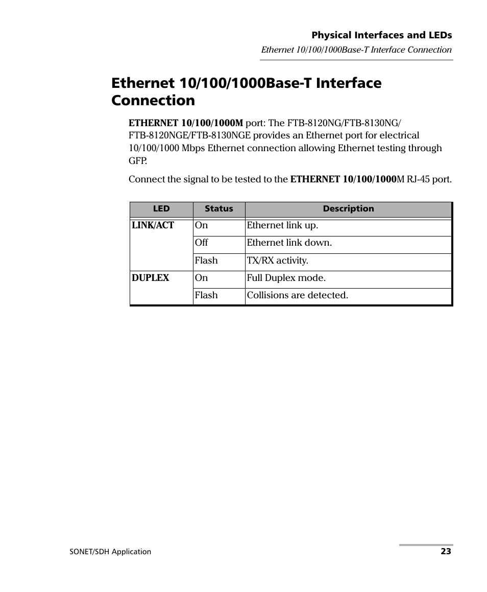 Ethernet 10/100/1000base-t interface connection | EXFO FTB-8100 Series Transport Blazer for FTB-500 User Manual | Page 37 / 719