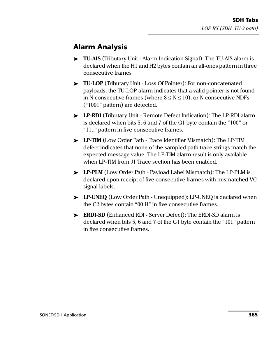 Alarm analysis | EXFO FTB-8100 Series Transport Blazer for FTB-500 User Manual | Page 379 / 719