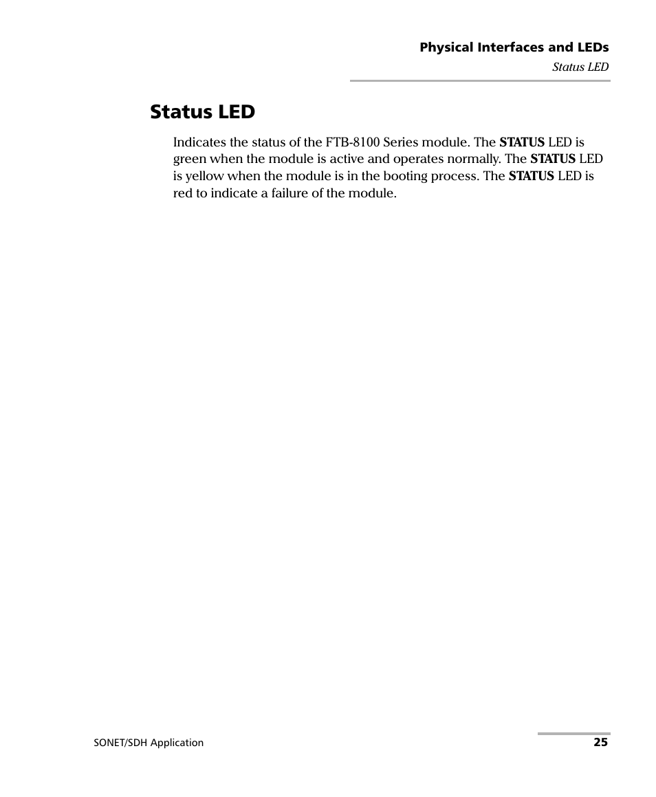 Status led | EXFO FTB-8100 Series Transport Blazer for FTB-500 User Manual | Page 39 / 719