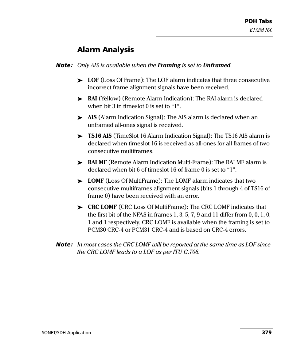 Alarm analysis | EXFO FTB-8100 Series Transport Blazer for FTB-500 User Manual | Page 393 / 719