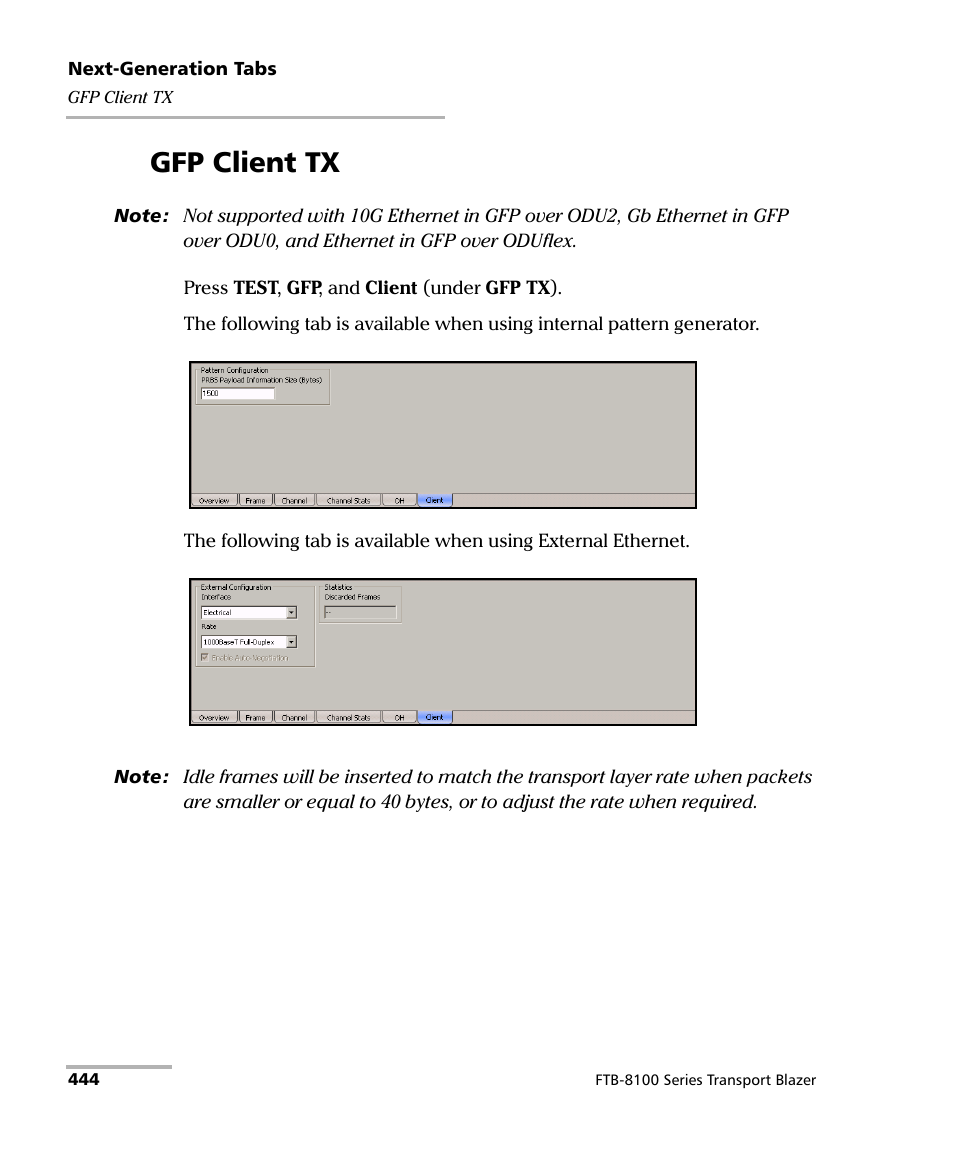 Gfp client tx | EXFO FTB-8100 Series Transport Blazer for FTB-500 User Manual | Page 458 / 719