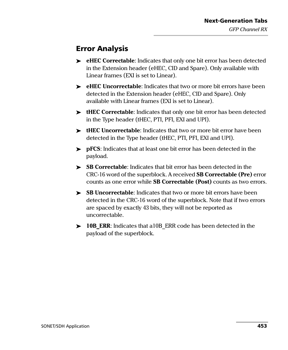Error analysis | EXFO FTB-8100 Series Transport Blazer for FTB-500 User Manual | Page 467 / 719