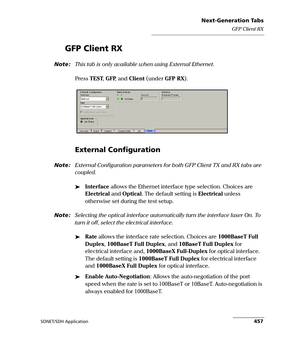 Gfp client rx, External configuration | EXFO FTB-8100 Series Transport Blazer for FTB-500 User Manual | Page 471 / 719