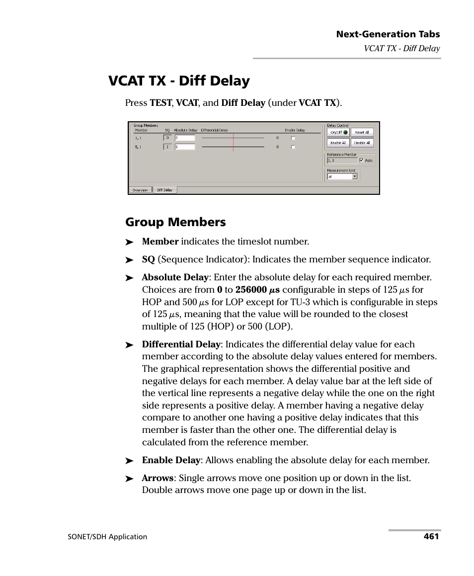 Vcat tx - diff delay, Group members | EXFO FTB-8100 Series Transport Blazer for FTB-500 User Manual | Page 475 / 719