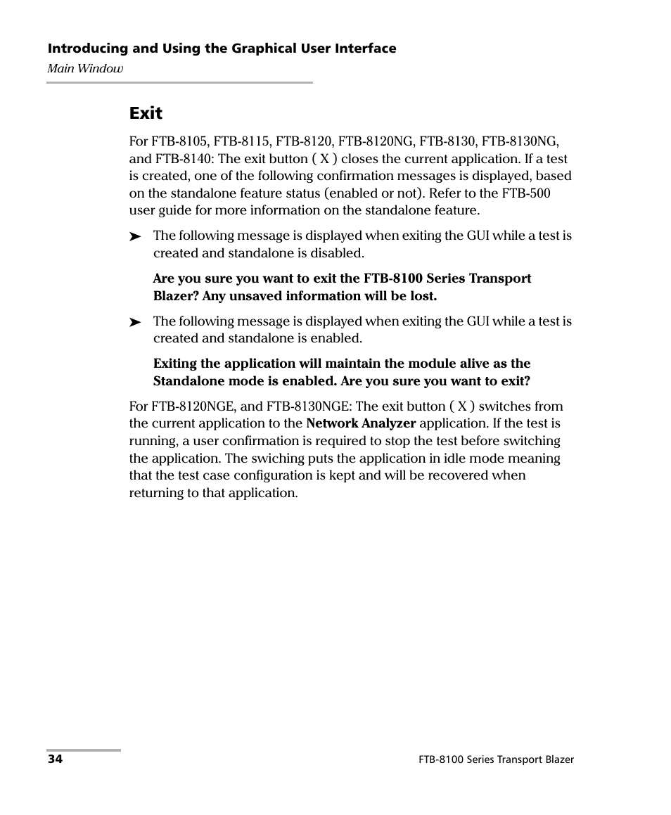 Exit | EXFO FTB-8100 Series Transport Blazer for FTB-500 User Manual | Page 48 / 719