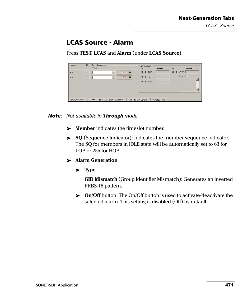 Lcas source - alarm | EXFO FTB-8100 Series Transport Blazer for FTB-500 User Manual | Page 485 / 719