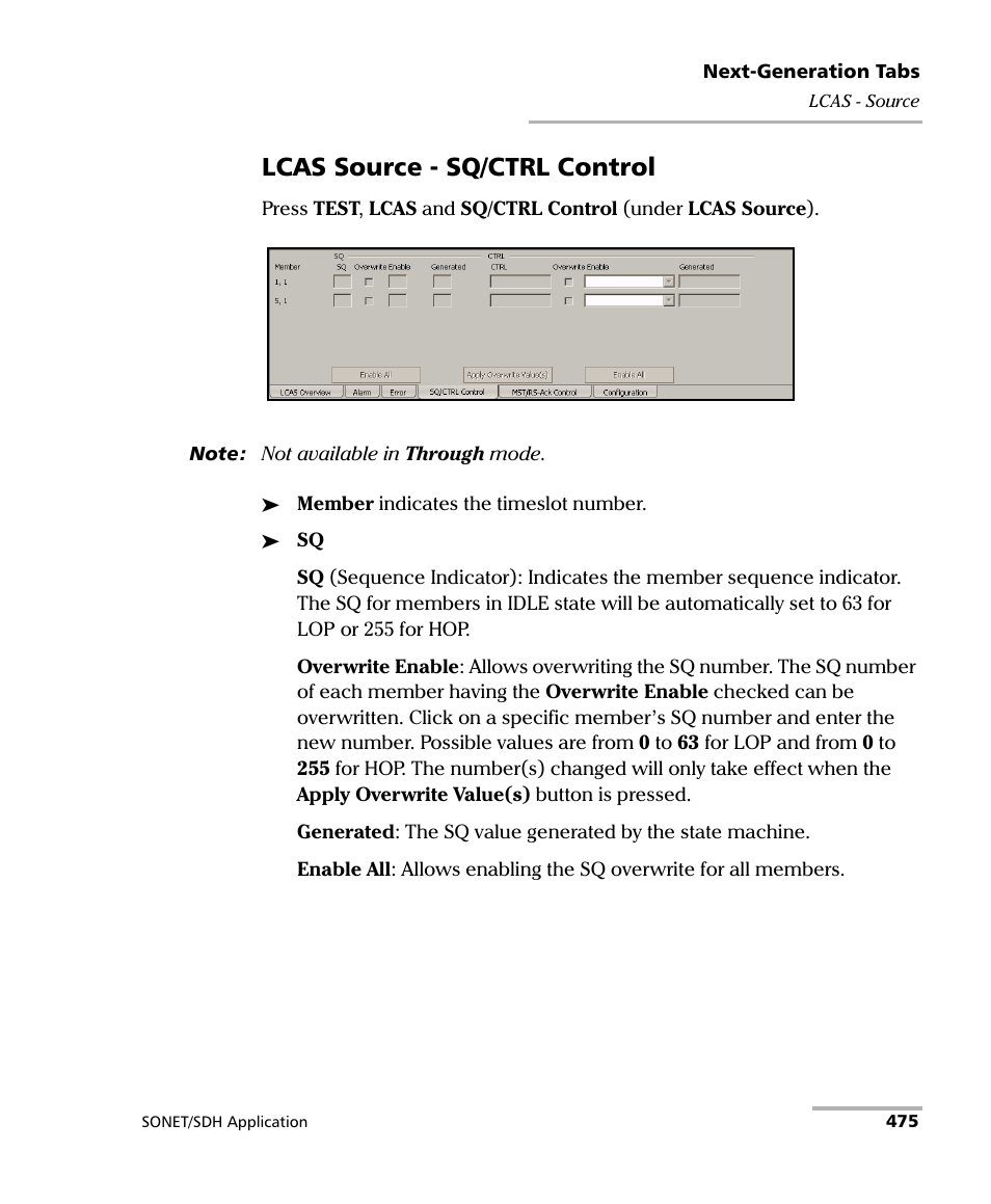 Lcas source - sq/ctrl control | EXFO FTB-8100 Series Transport Blazer for FTB-500 User Manual | Page 489 / 719