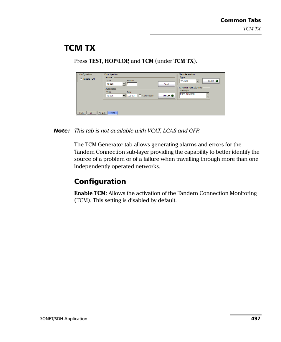 Tcm tx, Configuration | EXFO FTB-8100 Series Transport Blazer for FTB-500 User Manual | Page 511 / 719