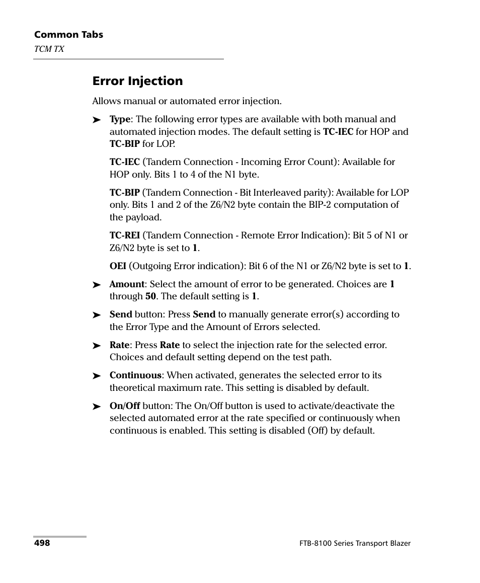 Error injection | EXFO FTB-8100 Series Transport Blazer for FTB-500 User Manual | Page 512 / 719