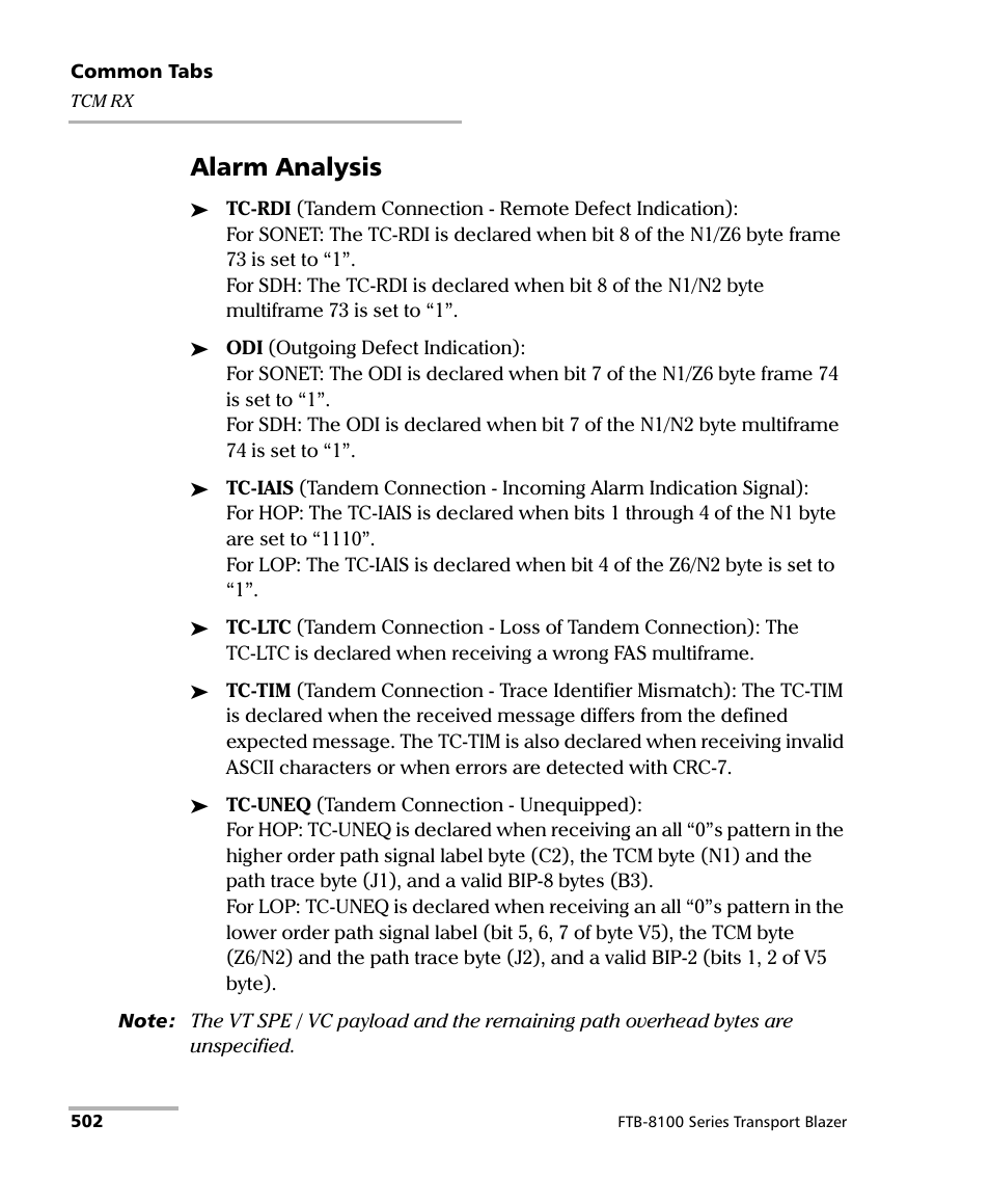 Alarm analysis | EXFO FTB-8100 Series Transport Blazer for FTB-500 User Manual | Page 516 / 719