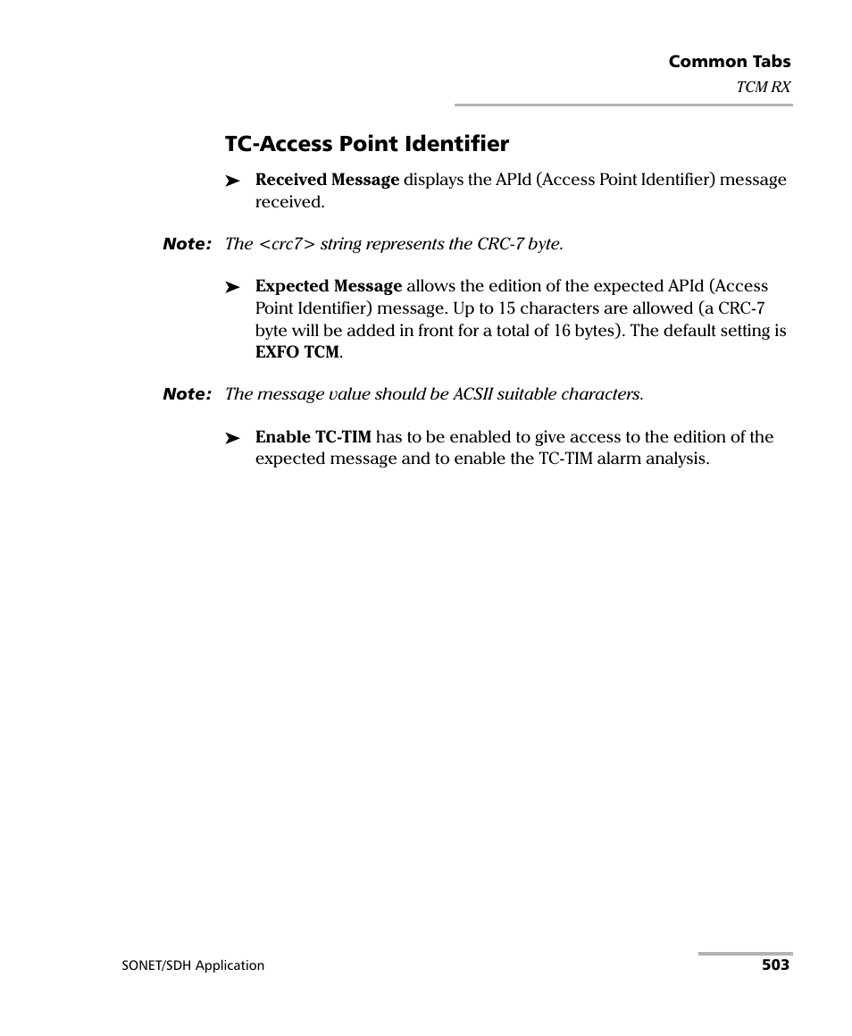 Tc-access point identifier | EXFO FTB-8100 Series Transport Blazer for FTB-500 User Manual | Page 517 / 719