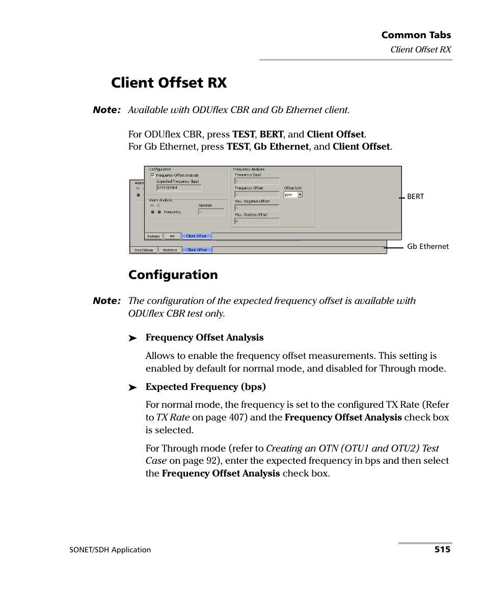Client offset rx, Configuration | EXFO FTB-8100 Series Transport Blazer for FTB-500 User Manual | Page 529 / 719