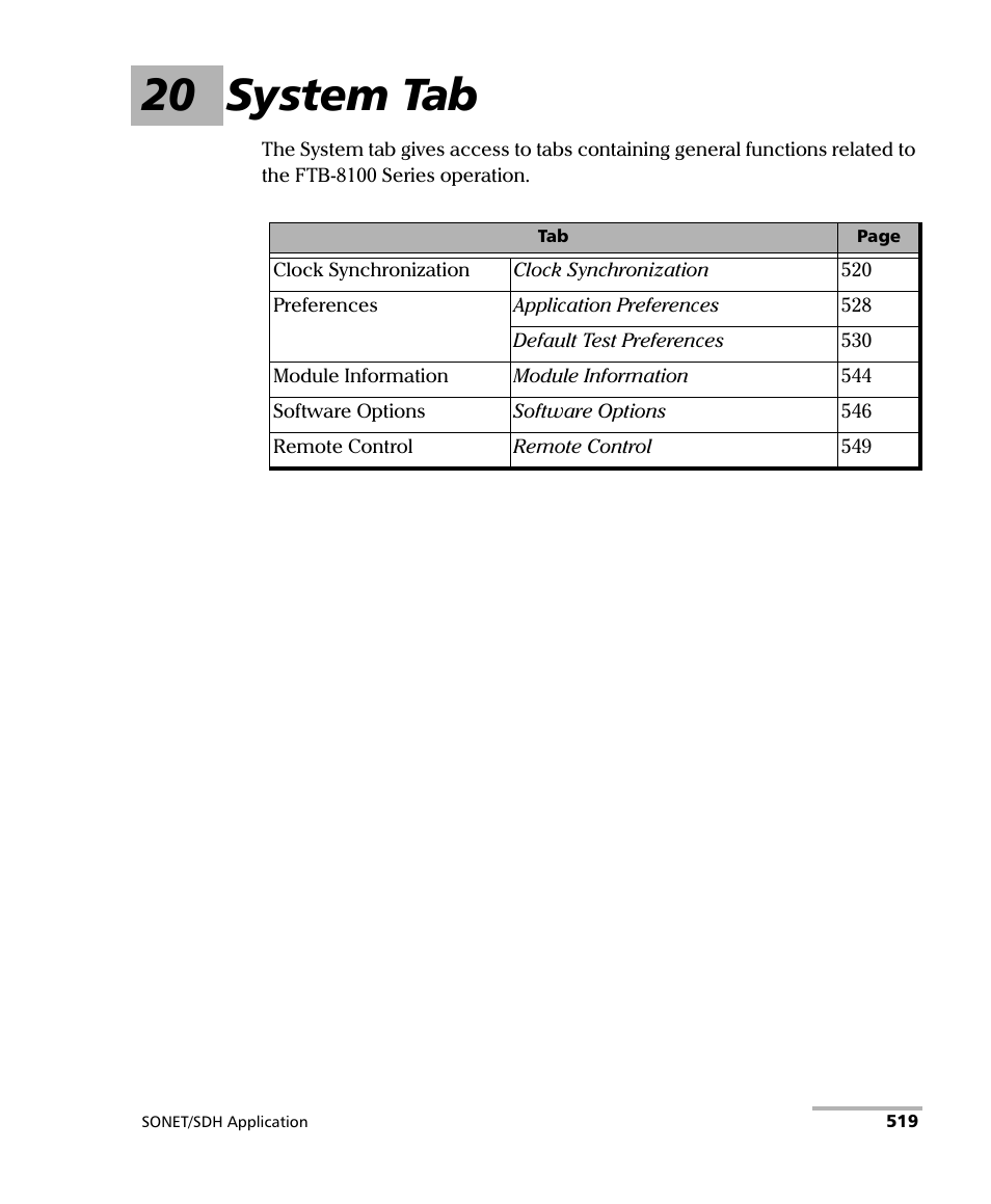 20 system tab, 519 for more infor | EXFO FTB-8100 Series Transport Blazer for FTB-500 User Manual | Page 533 / 719